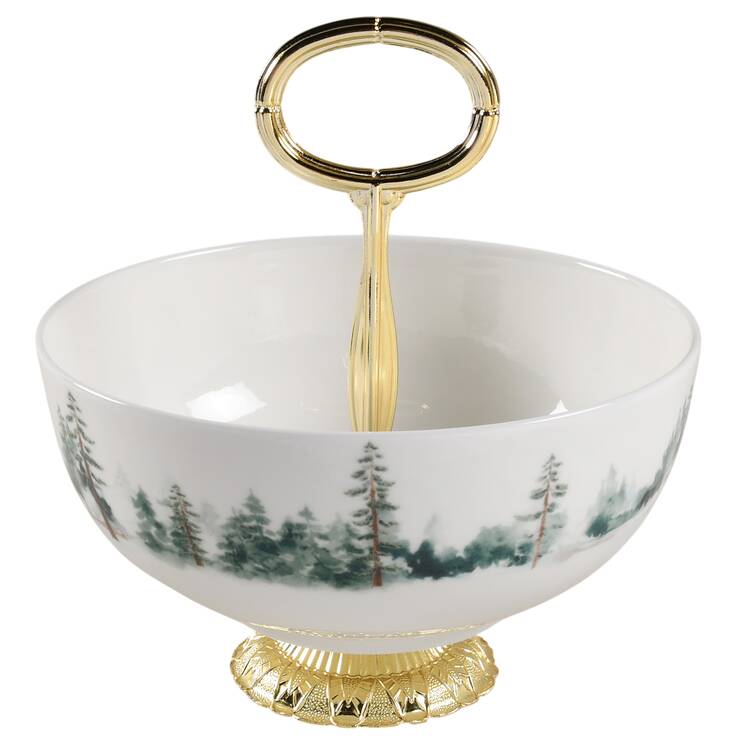 Watercolor Forest 6"-7" Handled Footed Nut Dish HC by Mikasa