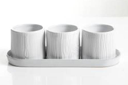 Faux Bois Planter Set (3 Planters and Tray)