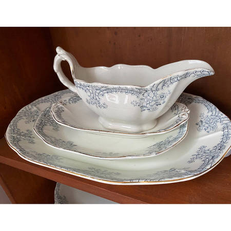 Louis XIV Blue Gravy Boat & Underplate