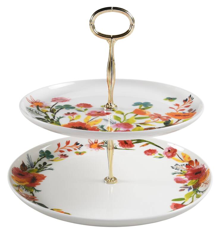 Karina 6 5/8"-10"  2 Tiered Serving Tray (Dp, Sp) HC