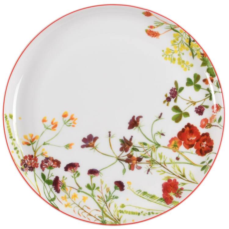 Wildflower Garden Red Coupe Salad Plate