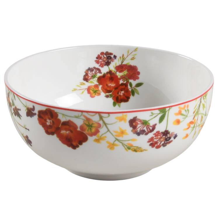 Wildflower Garden Red Soup/Cereal Bowl