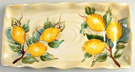 Watercolor Lemon (Beige Body) 17" Rectangular Serving Platter