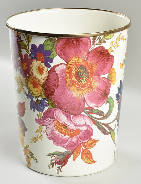 Flower Market (Enamelware) Metal Waste Basket