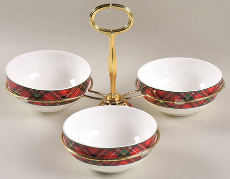 Tartan 7" x 12" 3-Part Relish & Metal Stand (FR) HC