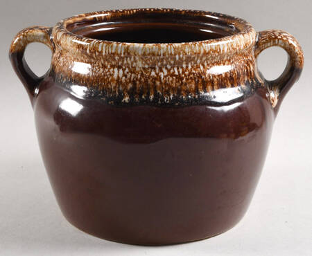 Brown Drip Bean Pot No Lid