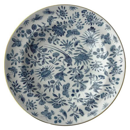 Sacred Bird & Butterfly Blue Large Rim Soup Bowl