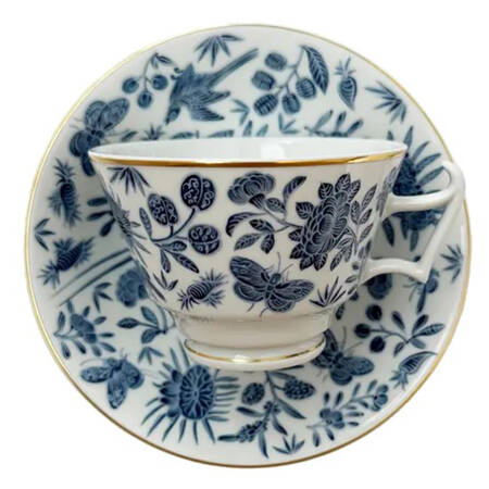 Sacred Bird & Butterfly Blue Footed Cup & Saucer Set