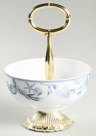 Seahorse Bay 6"-7" Handled Footed Nut Dish HC
