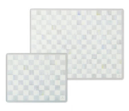 Sterling Check (Enamelware) Rectangular Glassware Cutting Board - Set of 2 Motifs (CUBRG & CUBRG1)