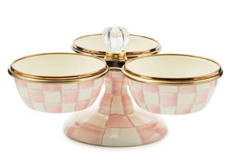Rosy Check (Enamelware) (Set of 3) Spice Cellar/Pinch Bowl with Stand