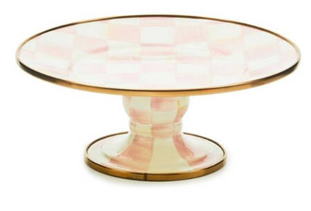 Rosy Check (Enamelware) 8" Diameter Pedestal Cake Stand