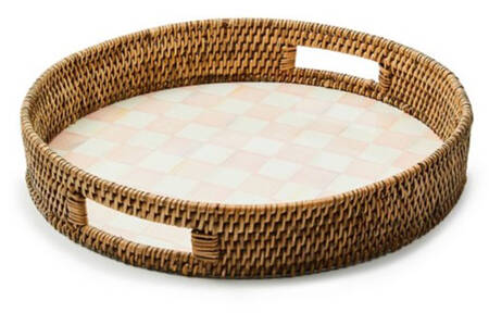 Rosy Check (Enamelware) 16" Round Tray