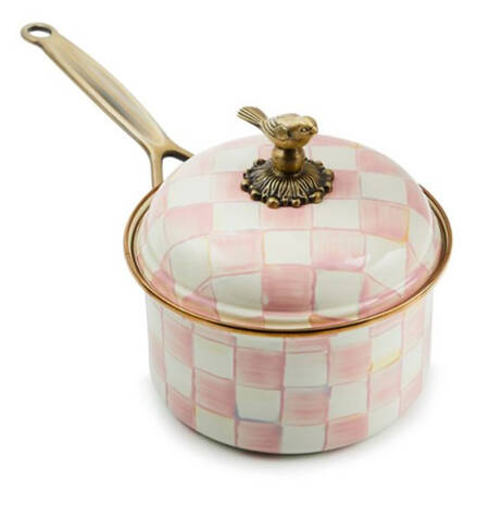 Rosy Check (Enamelware) 2.5 Quart Saucepan with Lid