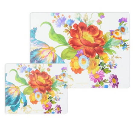 Wildflowers (Enamelware) Rectangular Glassware Cutting Board - Set of 2 Motifs (CUBRG & CUBRG1)