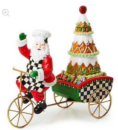 Bakeshop Resin Bicycle Santa Figurine