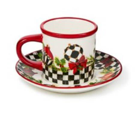 Deck the Halls Espresso Cup and Saucer Set
