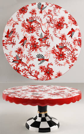 Cardinal Toile 12" Diameter Pedestal Cake Stand