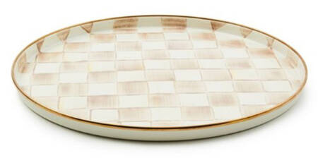 Mocha Check (Enamelware) 14" Round Tray