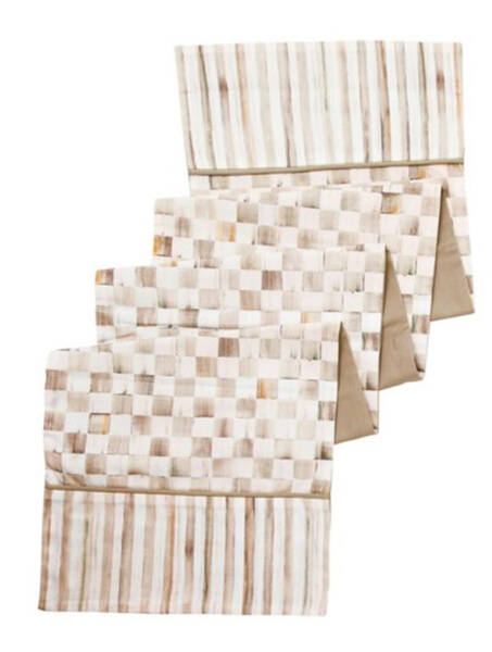 Mocha Check (Enamelware) 14" X 72" Cloth Table Runner