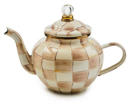 Mocha Check (Enamelware) Teapot & Lid