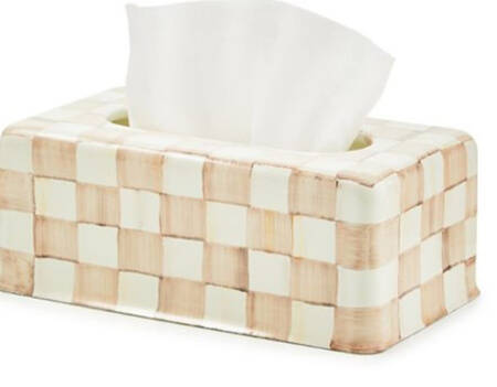 Mocha Check (Enamelware) Rectangular Tissue Box Cover
