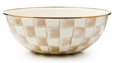 Mocha Check (Enamelware) 13" Round Serving Bowl