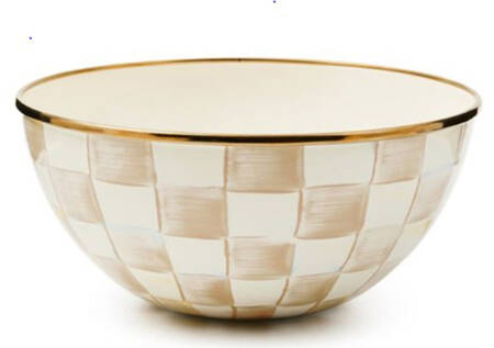 Mocha Check (Enamelware) 11" Round Serving Bowl