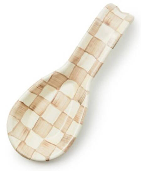 Mocha Check (Enamelware) Spoon Rest/Holder (Holds 1 Spoon)