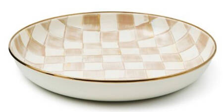 Mocha Check (Enamelware) 13" Shallow Round Bowl