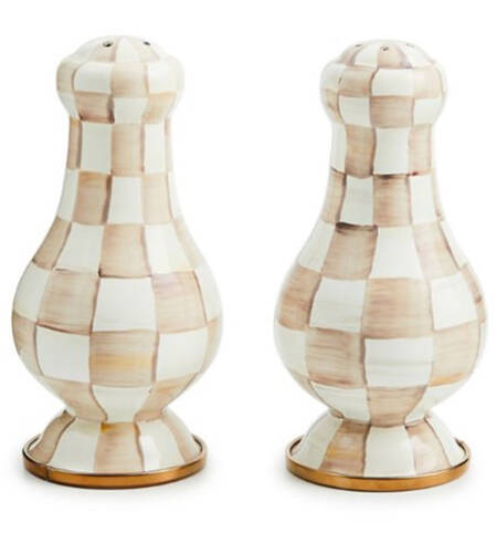 Mocha Check (Enamelware) Tall Salt & Pepper Set