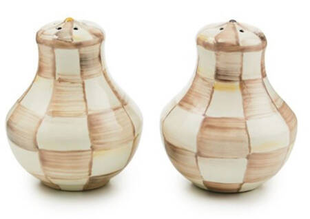Mocha Check (Enamelware) Salt & Pepper Set