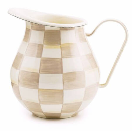 Mocha Check (Enamelware) 96 Oz Pitcher