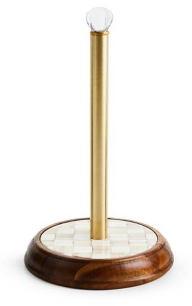 Mocha Check (Enamelware) Paper Towel Holder
