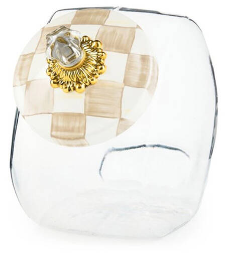 Mocha Check (Enamelware) Glassware Cookie Jar & Lid