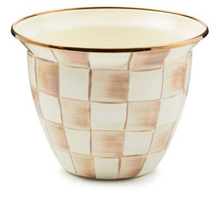 Mocha Check (Enamelware) 5" Flower Pot