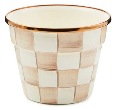 Mocha Check (Enamelware) 4" Flower Pot