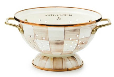 Mocha Check (Enamelware) Metal Colander