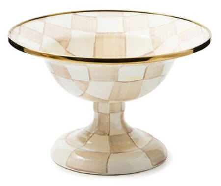 Mocha Check (Enamelware) Round Compote (Height X Width)