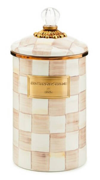 Mocha Check (Enamelware) Large Canister & Lid