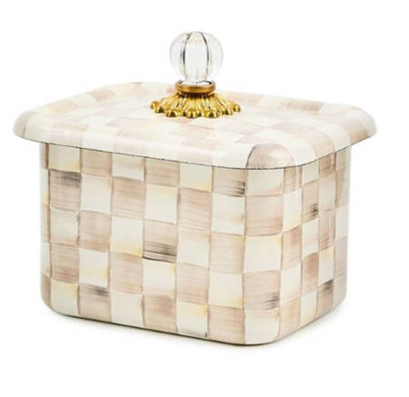 Mocha Check (Enamelware) Recipe Box & Lid