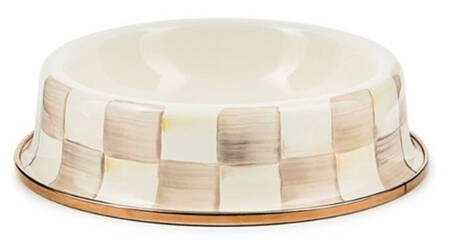 Mocha Check (Enamelware) Small Pet Bowl