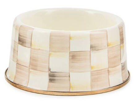 Mocha Check (Enamelware) Medium Pet Bowl