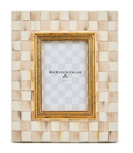 Mocha Check (Enamelware) Frame-Holds 4" X 6"