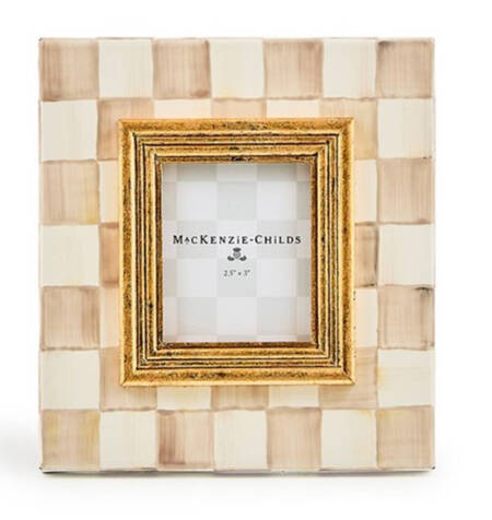 Mocha Check (Enamelware) Frame-Holds 2.5" X 3"