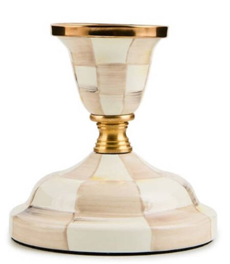 Mocha Check (Enamelware) Small Candlestick