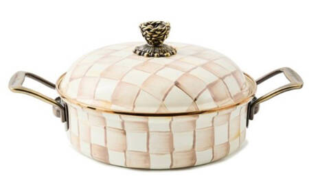 Mocha Check (Enamelware) 3 Quart Round Covered Casserole