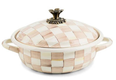 Mocha Check (Enamelware) 2.25 Qt Round Covered Casserole