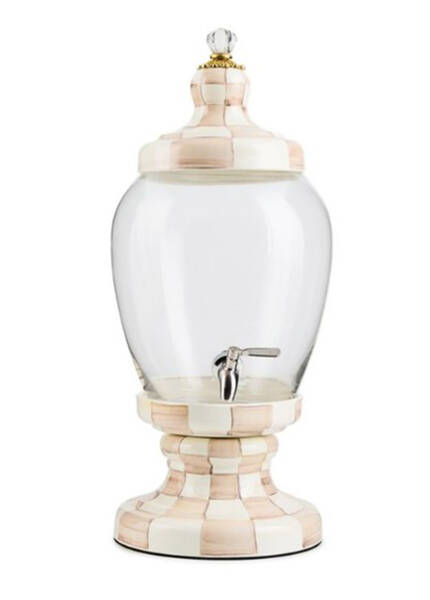 Mocha Check (Enamelware) Beverage Dispenser & Lid
