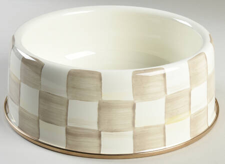 Mocha Check (Enamelware) Pet Bowl